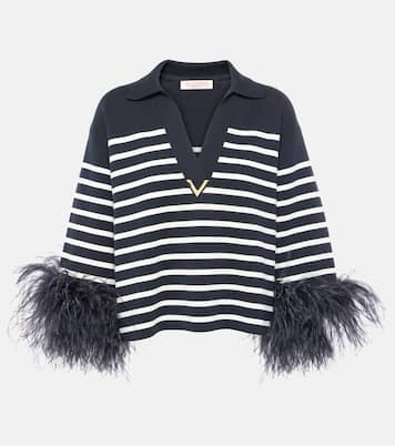 Pullover VGold in cotone con piume | Valentino