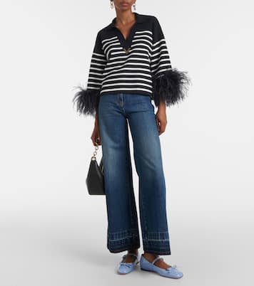 Pullover VGold in cotone con piume | Valentino