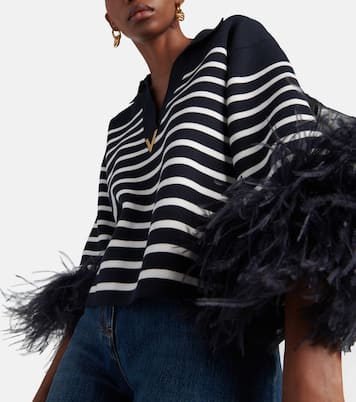 Pullover VGold in cotone con piume | Valentino