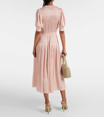 Astrid plissé satin midi dress | Ulla Johnson
