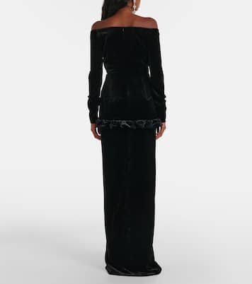 Off-Shoulder-Robe aus Samt | Alessandra Rich