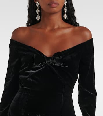 Off-Shoulder-Robe aus Samt | Alessandra Rich