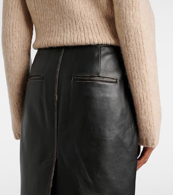Jupe crayon à taille mi-haute en cuir | Vince