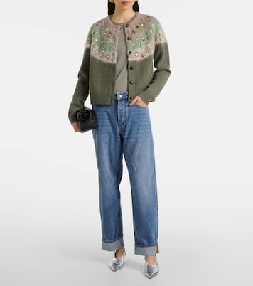 Embellished Fair Isle wool-blend cardigan | Tory Burch