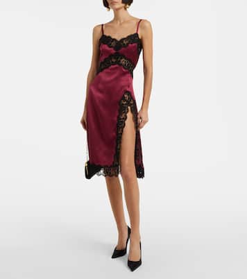 Vestido midi de mezcla de algodón y seda | Dolce&Gabbana