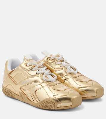 Galaxia metallic leather sneakers | Versace