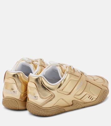 Galaxia metallic leather sneakers | Versace