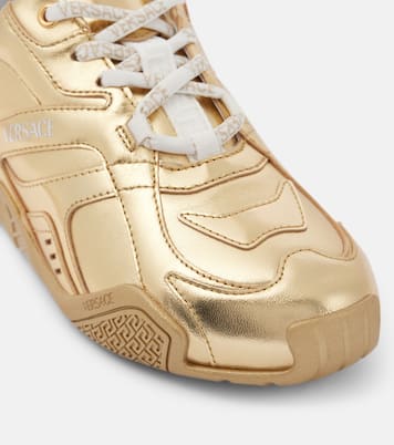 Galaxia metallic leather sneakers | Versace
