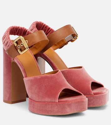 Sandali Aria 95 in velluto con plateau | Chloé