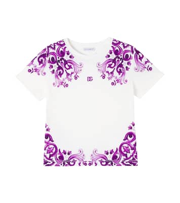 DG Majolica cotton T-shirt | Dolce&Gabbana Kids