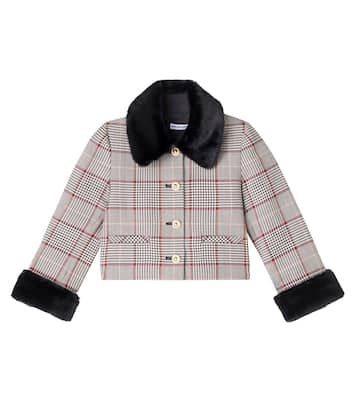Houndstooth wool-blend jacket | Self-Portrait Kids