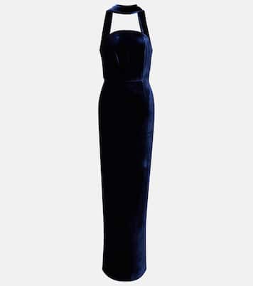 Scarf-detail velvet corset gown | Roland Mouret