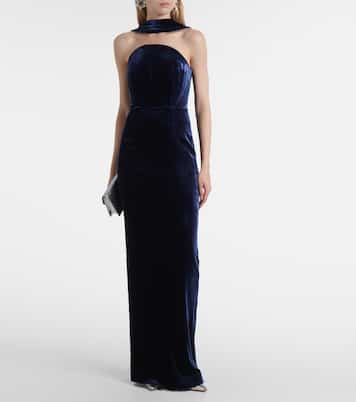 Scarf-detail velvet corset gown | Roland Mouret