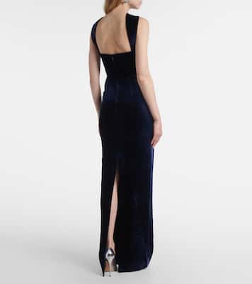 Scarf-detail velvet corset gown | Roland Mouret