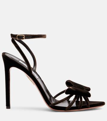 Black Tie 105 bow-detail velvet sandals | Aquazzura
