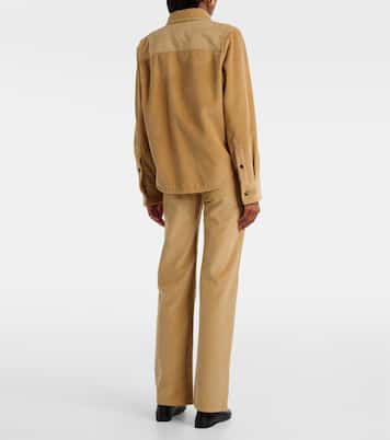 Leather-trimmed cotton corduroy shirt | Bottega Veneta