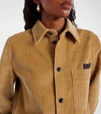 Leather-trimmed cotton corduroy shirt | Bottega Veneta