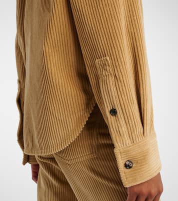 Leather-trimmed cotton corduroy shirt | Bottega Veneta