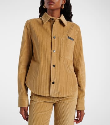 Leather-trimmed cotton corduroy shirt | Bottega Veneta