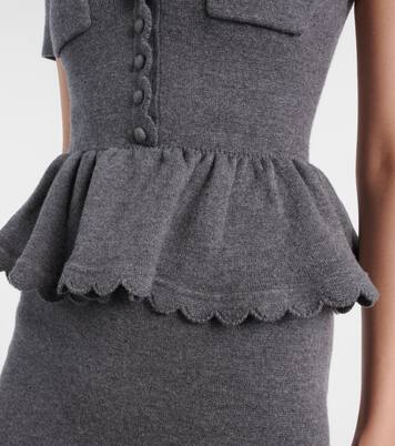 Vestido midi con péplum festoneado | Self-Portrait