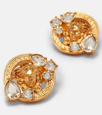 Medusa crystal-embellished earrings | Versace