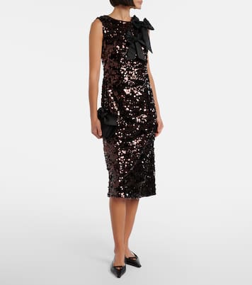 Bow-detail sequined midi dress | Ganni