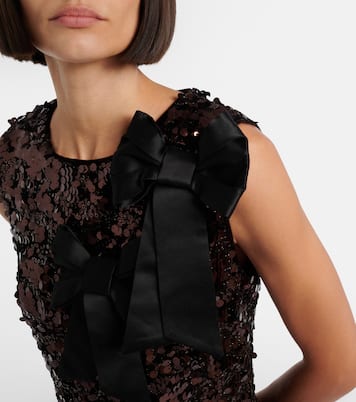 Bow-detail sequined midi dress | Ganni
