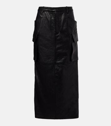 Jupe midi Firbanks en cuir | Rick Owens