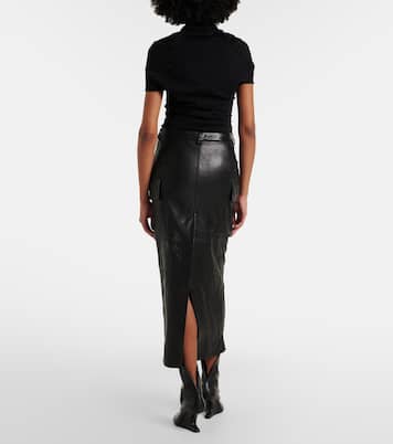 Jupe midi Firbanks en cuir | Rick Owens