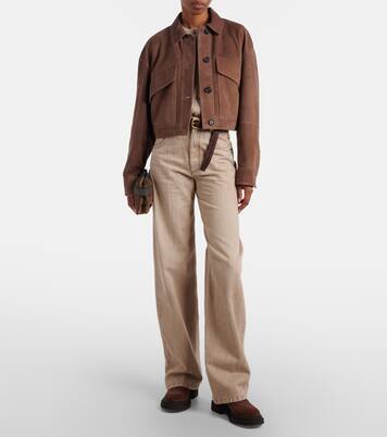 Monili cropped suede jacket | Brunello Cucinelli