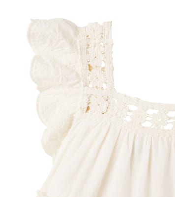 Lace-trimmed tiered cotton dress | Bonton