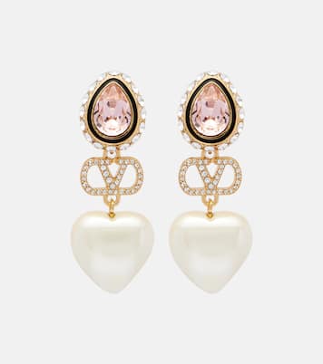 Ohrringe VLogo mit Kristallen und Zierperlen | Valentino