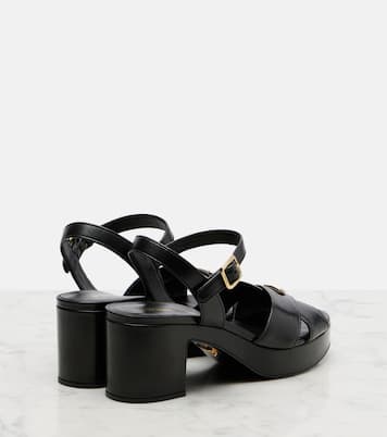 Leather platform sandals | Prada