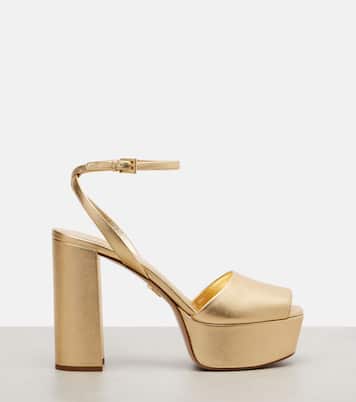 Plateausandalen aus Metallic-Leder | Prada