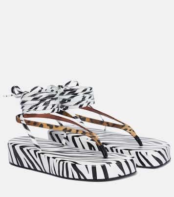 Bedruckte Sandalen Jamie aus Satin | Amina Muaddi