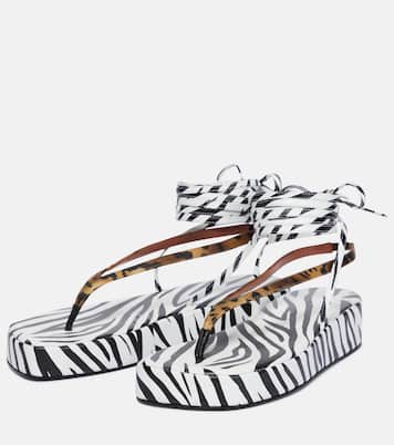Bedruckte Sandalen Jamie aus Satin | Amina Muaddi