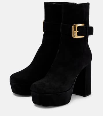 Suede platform ankle boots | Miu Miu
