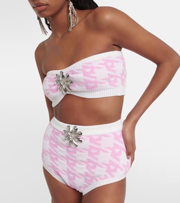 Houndstooth wool-blend bandeau top | Area