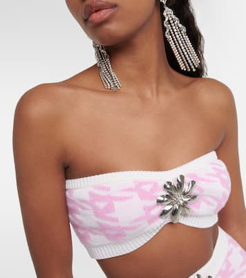 Houndstooth wool-blend bandeau top | Area