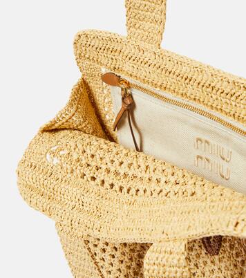 Medium logo woven tote bag | Miu Miu