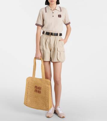 Medium logo woven tote bag | Miu Miu