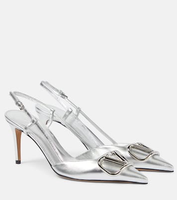 Pumps slingback VLogo 80 in pelle metallizzata | Valentino Garavani