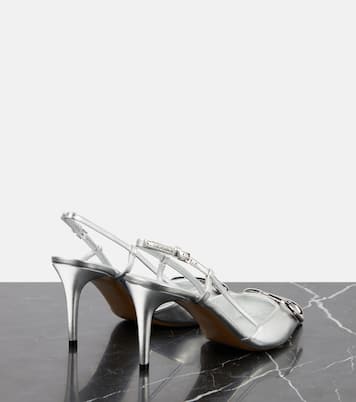 Pumps slingback VLogo 80 in pelle metallizzata | Valentino Garavani