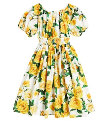 Abito in popeline di cotone con balze | Dolce&Gabbana Kids