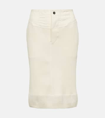 Gonna midi in misto cotone a coste | Bottega Veneta