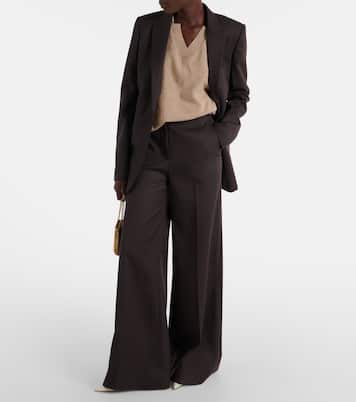 Pantaloni a gamba larga in lana a vita alta | Stella McCartney