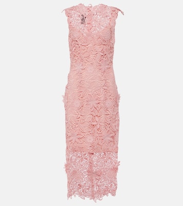 Floral lace guipure midi dress | Monique Lhuillier