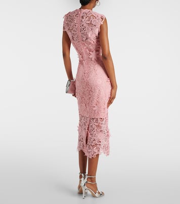 Floral lace guipure midi dress | Monique Lhuillier