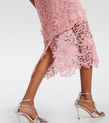 Floral lace guipure midi dress | Monique Lhuillier