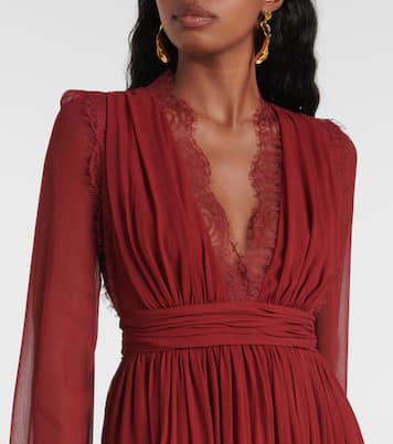 Vestido de fiesta georgette de seda con encaje | Giambattista Valli
